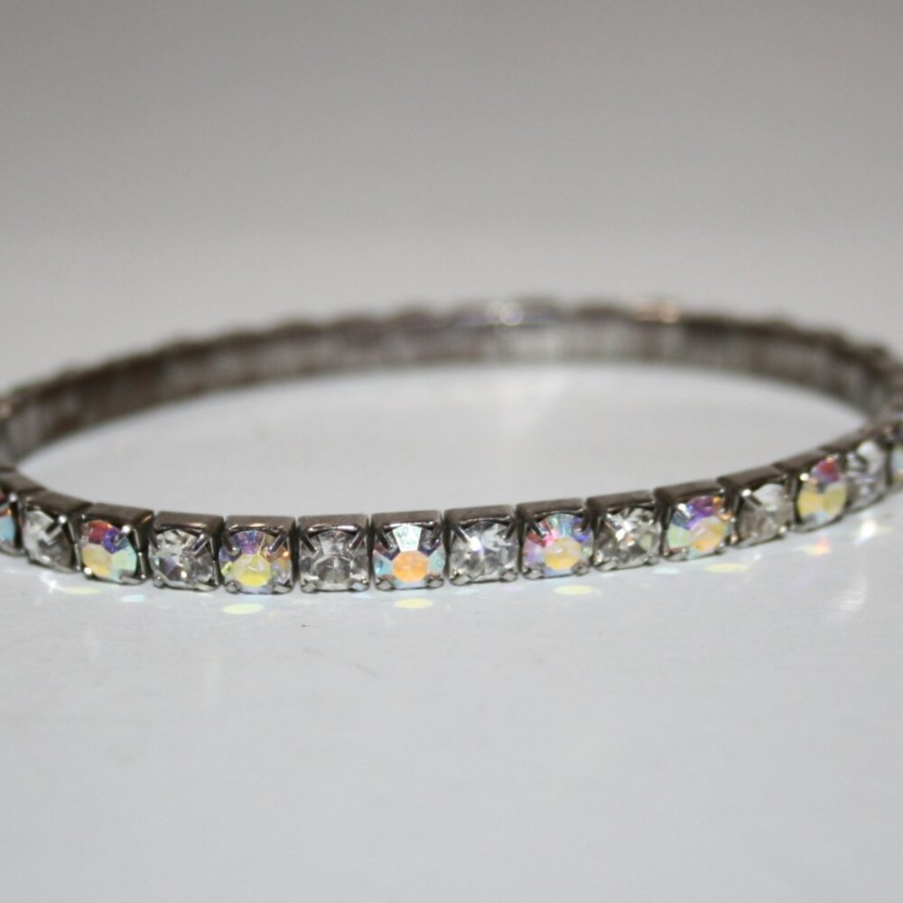 Beautiful silver and AB rhinestone bracelet 6.5"
